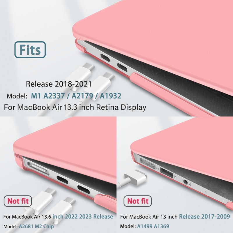 May Chen Compatible with New MacBook Air 13 inch Case 2021 2020 2019 2018 Release, Plastic Hard Shell with Keyboard Case for MacBook Air 13 inch with Retina Dispaly Fits Touch ID, Matte Pink - Image 3